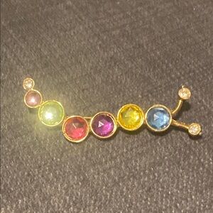Multicolor Gemstone Vintage Caterpillar Brooch